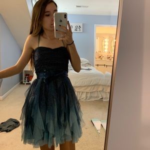 Blue glitter homecoming dress
